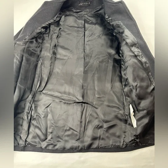 Zara women's black wool zip up coat size xs - Picture 4 of 10